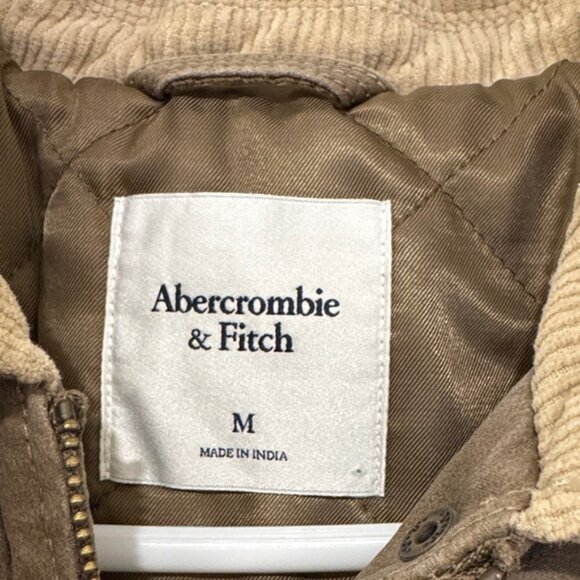 Abercrombie & Fitch Utility Jacket in Brown with Cream Collar - Picture 2 of 4
